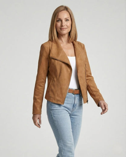 Talia Women's Jacket | Suede-Look, Asymmetric Zip, Tailored Fit 2