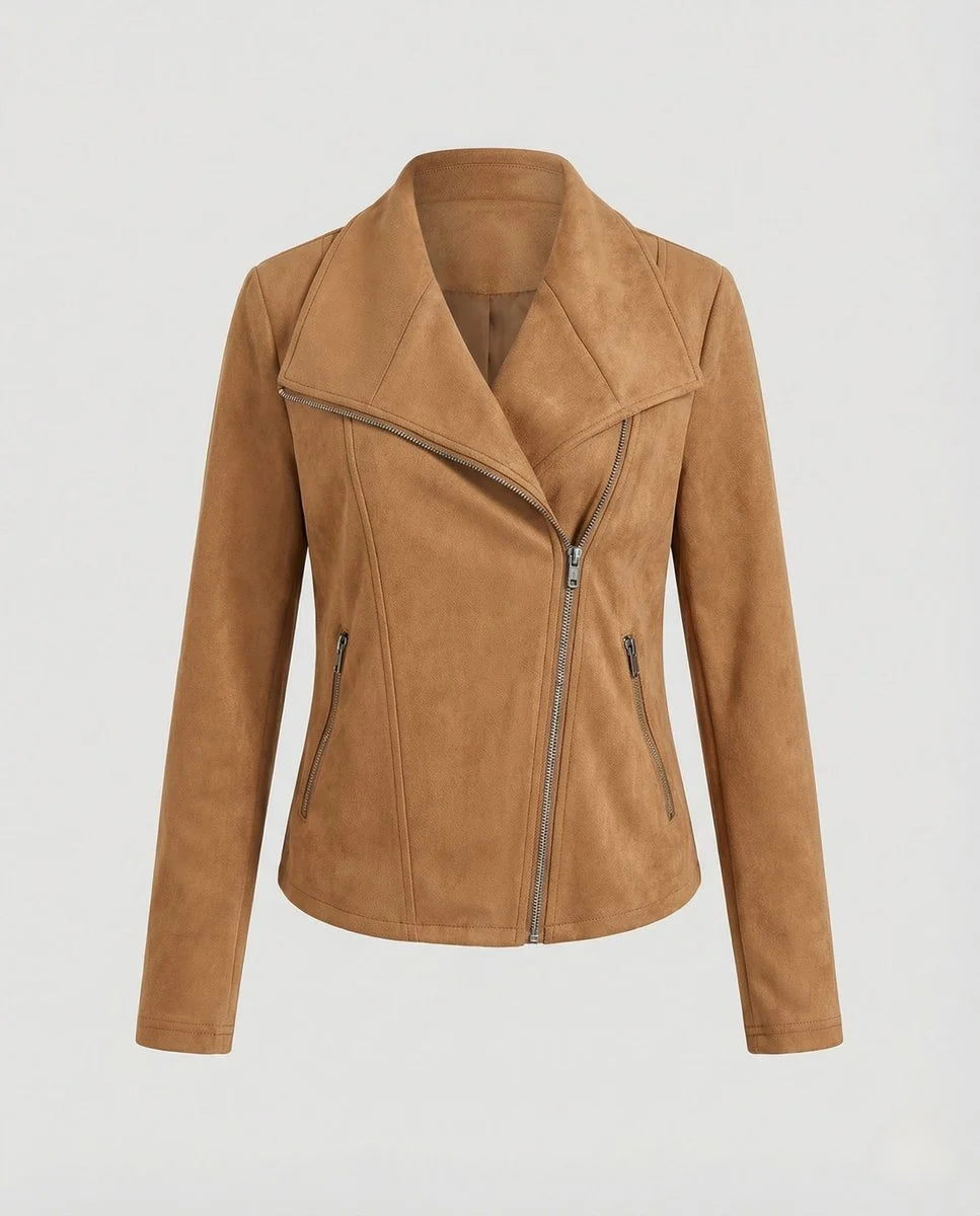 Talia Women's Jacket | Suede-Look, Asymmetric Zip, Tailored Fit 5