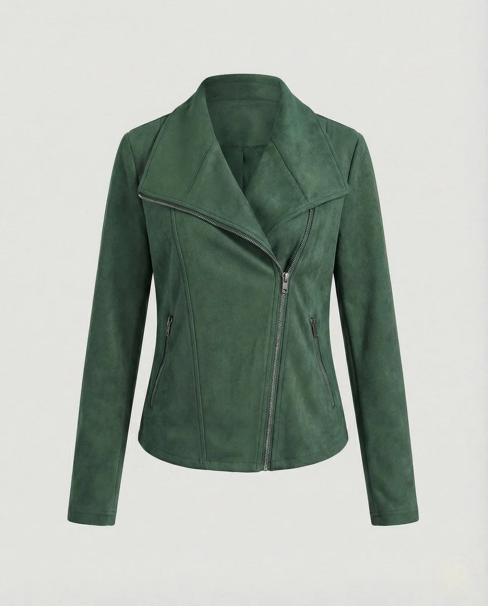 Talia Women's Jacket | Suede-Look, Asymmetric Zip, Tailored Fit 6