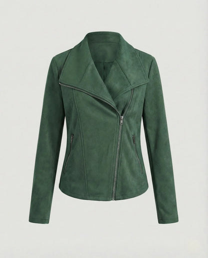 Talia Women's Jacket | Suede-Look, Asymmetric Zip, Tailored Fit 6