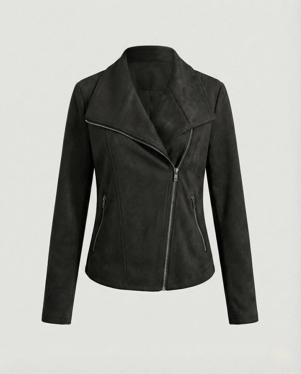 Talia Women's Jacket | Suede-Look, Asymmetric Zip, Tailored Fit 7