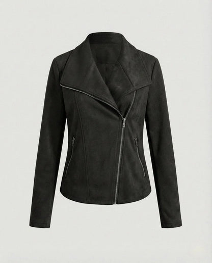 Talia Women's Jacket | Suede-Look, Asymmetric Zip, Tailored Fit 7