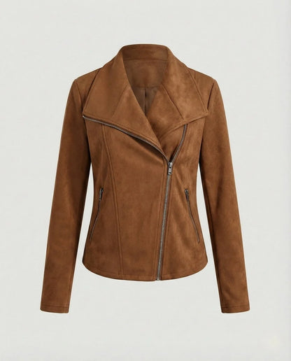 Talia Women's Jacket | Suede-Look, Asymmetric Zip, Tailored Fit 8