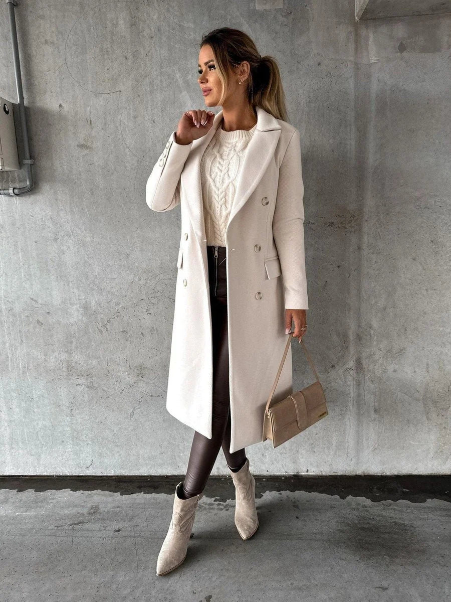 Talia Women's Midi Overcoat | Tailored Fit, Double-Breasted Design 0