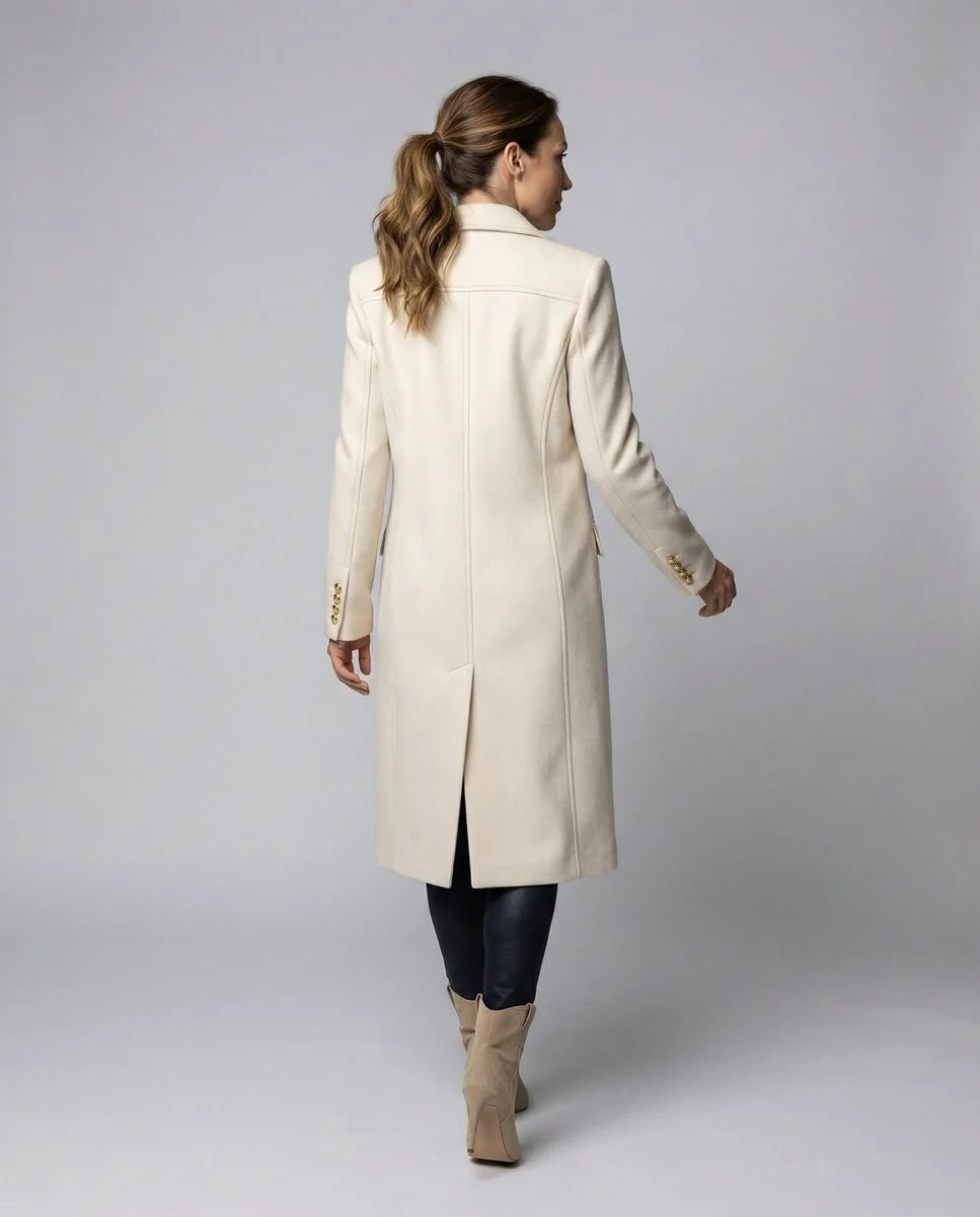 Talia Women's Midi Overcoat | Tailored Fit, Double-Breasted Design 2