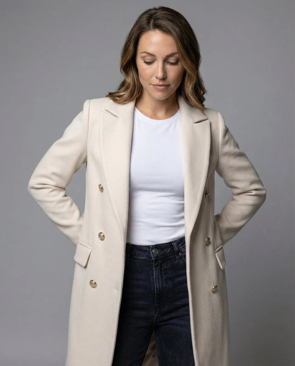 Talia Women's Midi Overcoat | Tailored Fit, Double-Breasted Design 3