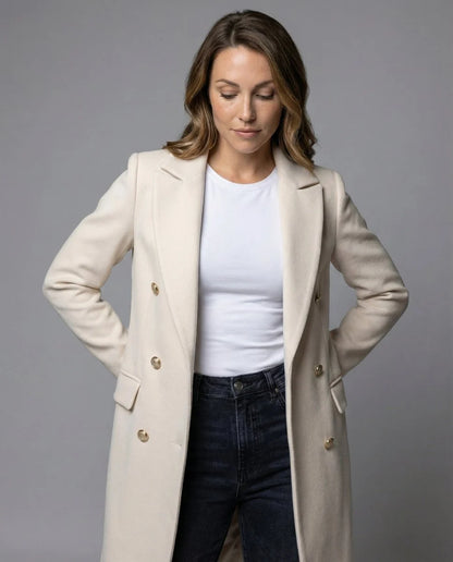 Talia Women's Midi Overcoat | Tailored Fit, Double-Breasted Design 3