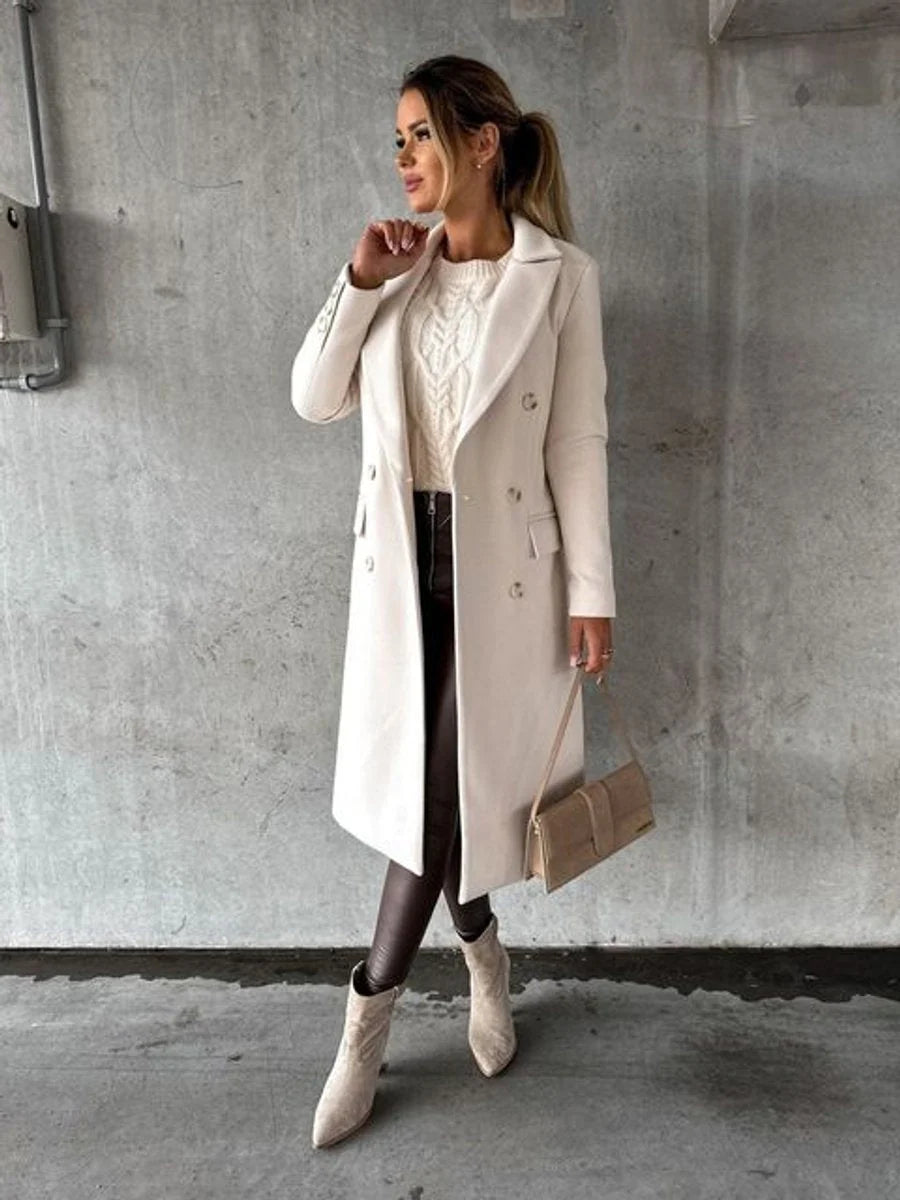 Talia Women's Midi Overcoat | Tailored Fit, Double-Breasted Design 6