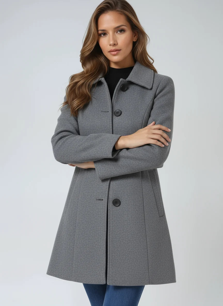 Talia Women's Tailored Trench Coat | Classic Collar, Button Front, Smooth Fabric 0