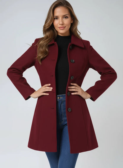 Talia Women's Tailored Trench Coat | Classic Collar, Button Front, Smooth Fabric 1