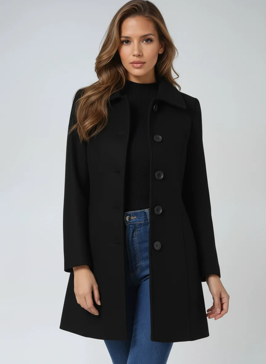 Talia Women's Tailored Trench Coat | Classic Collar, Button Front, Smooth Fabric 2
