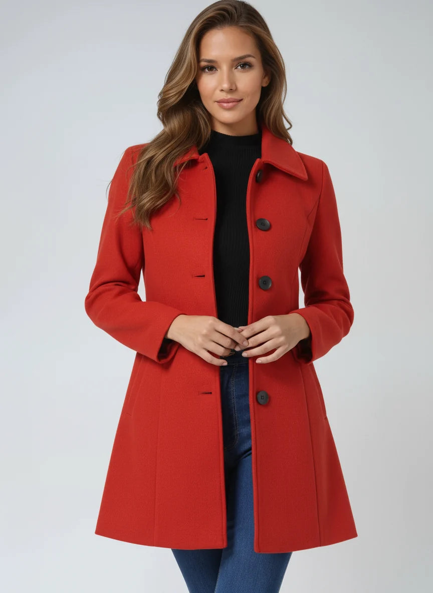 Talia Women's Tailored Trench Coat | Classic Collar, Button Front, Smooth Fabric 3