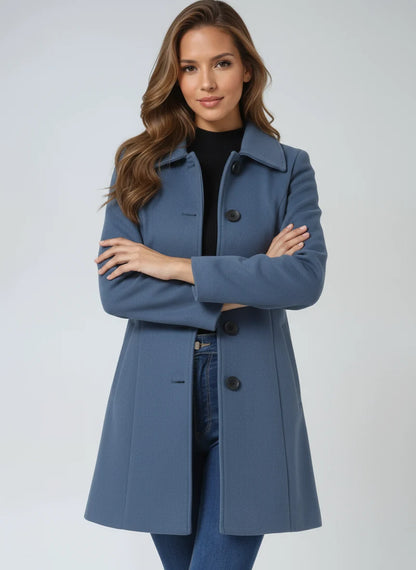 Talia Women's Tailored Trench Coat | Classic Collar, Button Front, Smooth Fabric 4