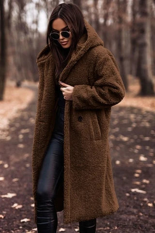 Talia Women's Teddy Coat | Soft Fabric, Hooded Long Fit 1