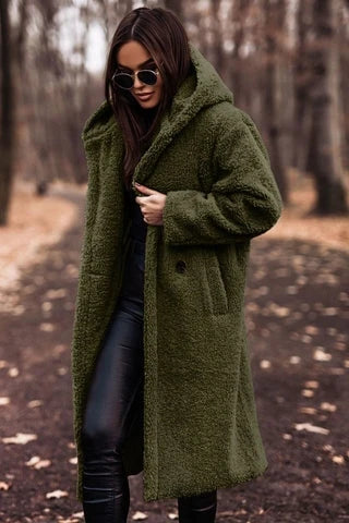 Talia Women's Teddy Coat | Soft Fabric, Hooded Long Fit 2