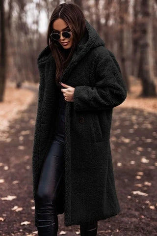 Talia Women's Teddy Coat | Soft Fabric, Hooded Long Fit 3