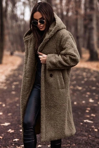 Talia Women's Teddy Coat | Soft Fabric, Hooded Long Fit 7
