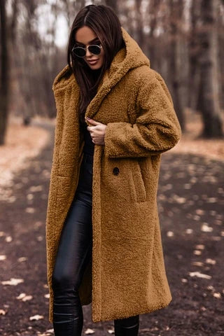 Talia Women's Teddy Coat | Soft Fabric, Hooded Long Fit 8