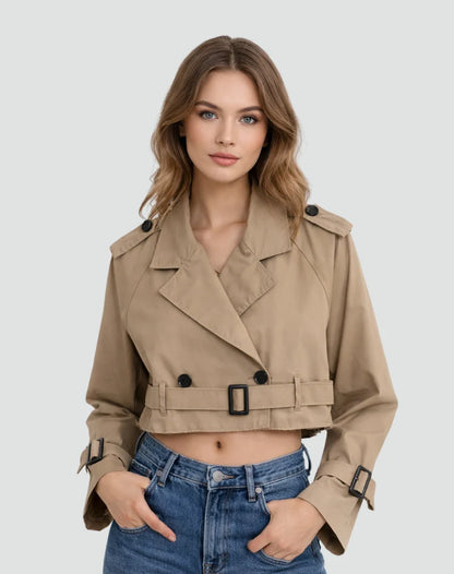 Talia Women's Trench Coat | Cotton, Short Fit 1