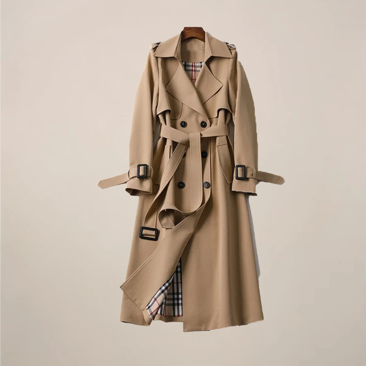 Talia Women's Trench Coat | Double-Breasted, Belted Classic Outerwear 0