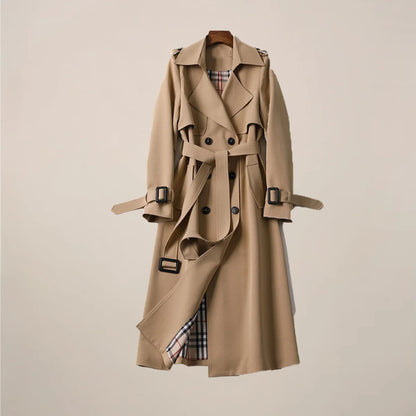 Talia Women's Trench Coat | Double-Breasted, Belted Classic Outerwear 0