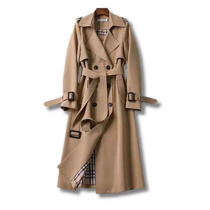 Talia Women's Trench Coat | Double-Breasted, Belted Waist, Classic Lapel 1