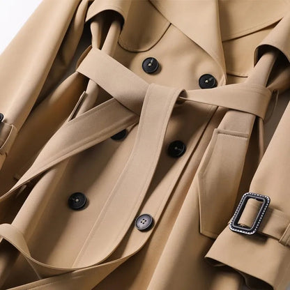 Talia Women's Trench Coat | Double-Breasted, Belted Waist, Classic Lapel 7