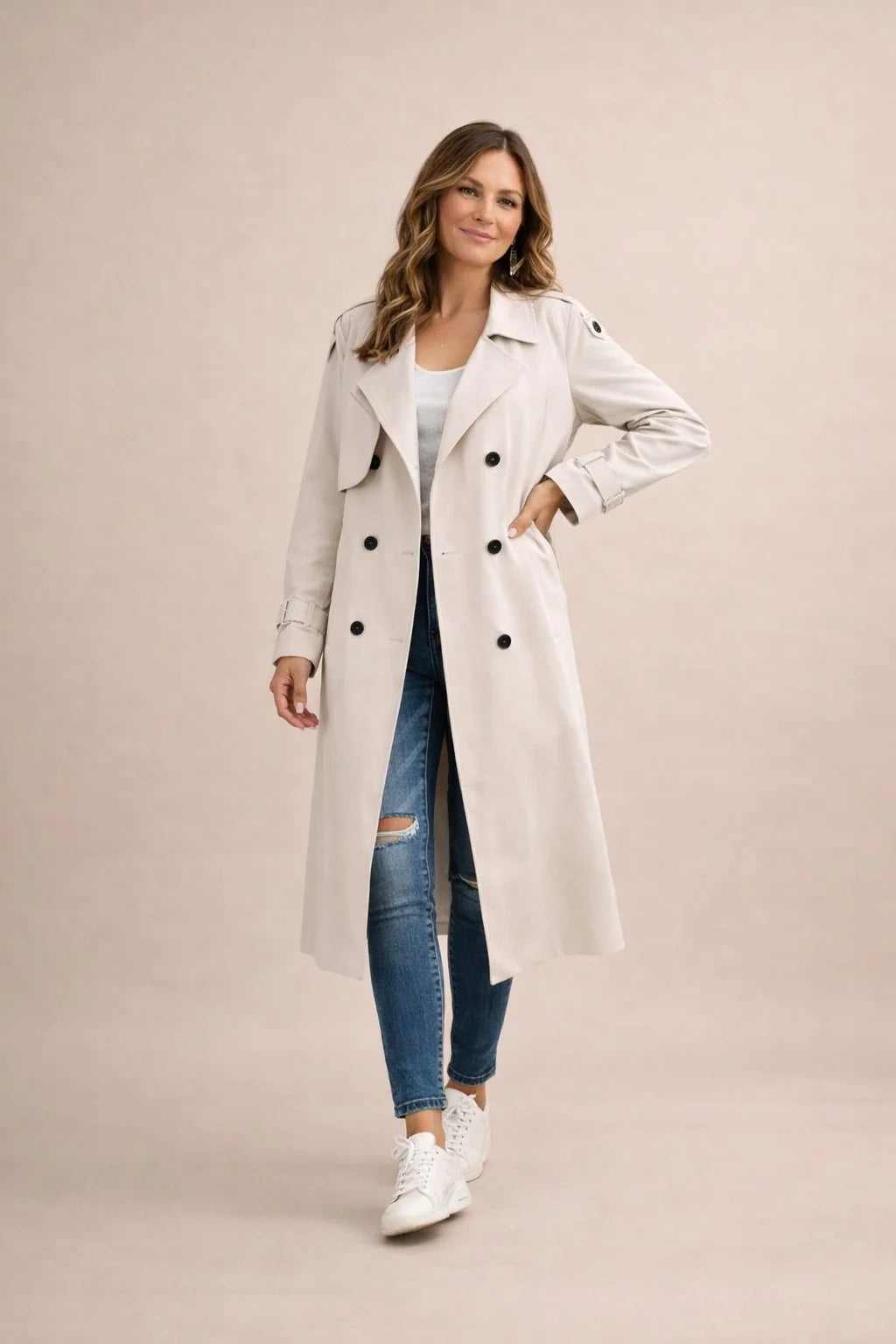 Talia Women's Trench Coat | Double-Breasted, Belted, Versatile Style 1