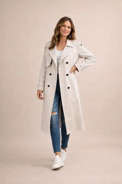 Talia Women's Trench Coat | Double-Breasted, Belted, Versatile Style 1