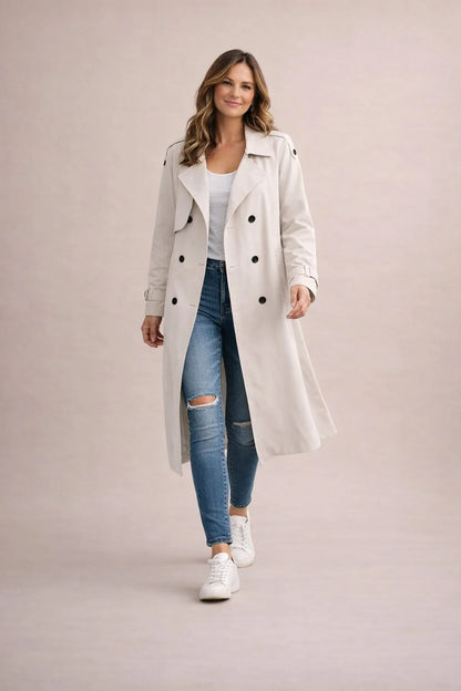 Talia Women's Trench Coat | Double-Breasted, Belted, Versatile Style 3