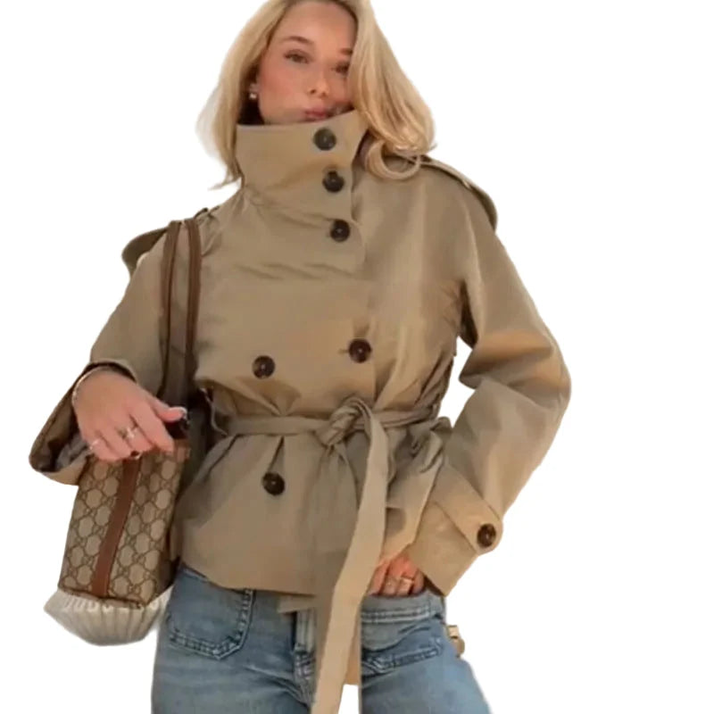 Talia Women's Trench Coat | Fitted Silhouette, Stylish Collar 0