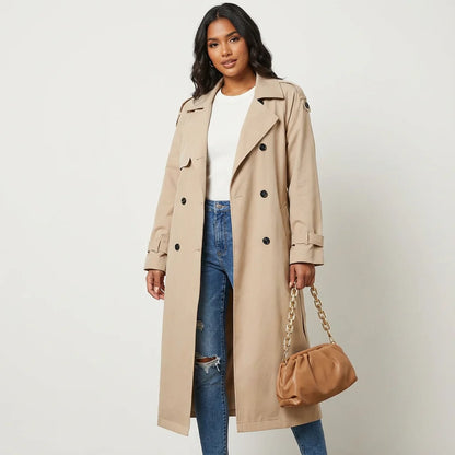 Talia Women's Trench Coat | Long Fit, Classic Button Placket 0