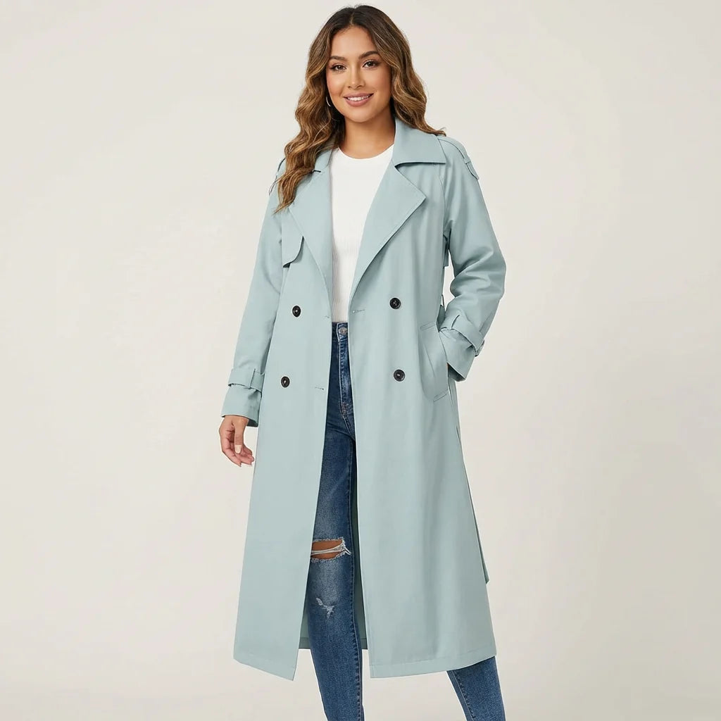 Talia Women's Trench Coat | Long Fit, Classic Button Placket 1