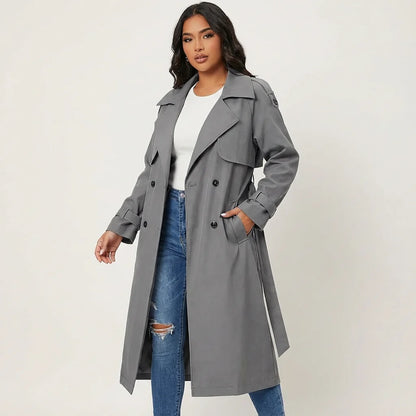 Talia Women's Trench Coat | Long Fit, Classic Button Placket 2