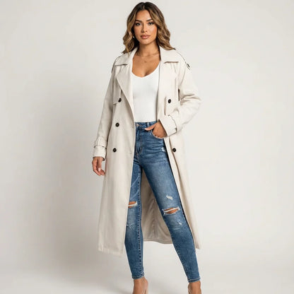 Talia Women's Trench Coat | Long Fit, Classic Button Placket 3