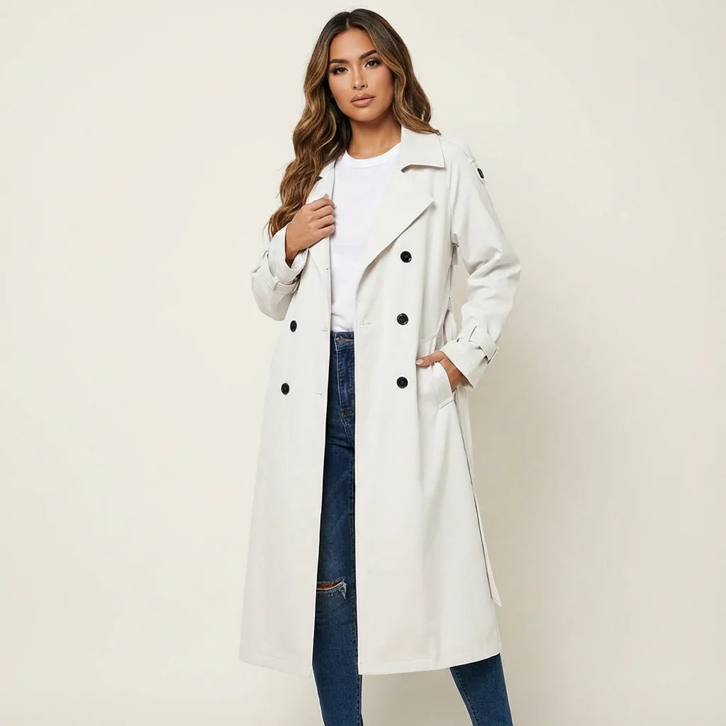 Talia Women's Trench Coat | Long Fit, Classic Button Placket 4