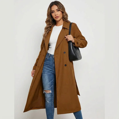 Talia Women's Trench Coat | Long Fit, Classic Button Placket 5