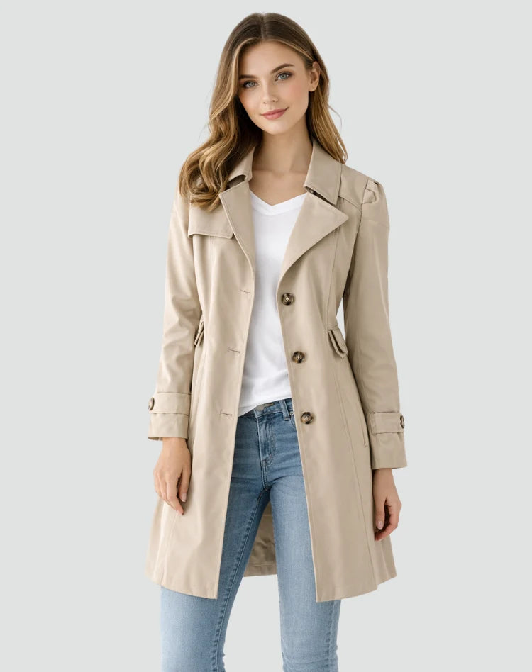 Talia Women's Trench Coat | Slim Fit, Lightweight, Classic Collar 1