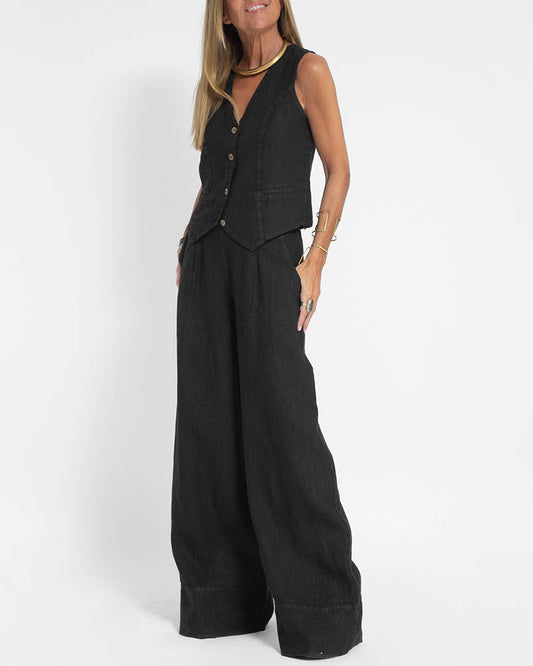 Tara Women's Two Piece Set | Wide-Leg Trousers, Chic Summer Co Ord Set 0