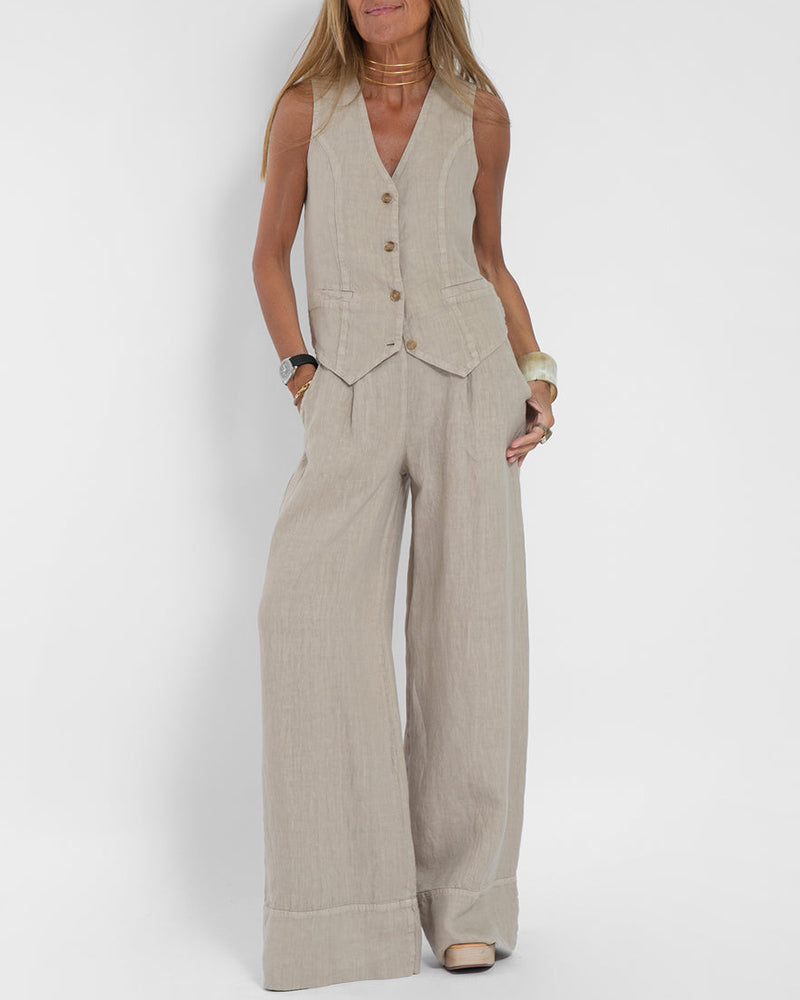 Tara Women's Two Piece Set | Wide-Leg Trousers, Chic Summer Co Ord Set 1