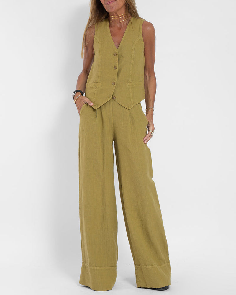 Tara Women's Two Piece Set | Wide-Leg Trousers, Chic Summer Co Ord Set 3