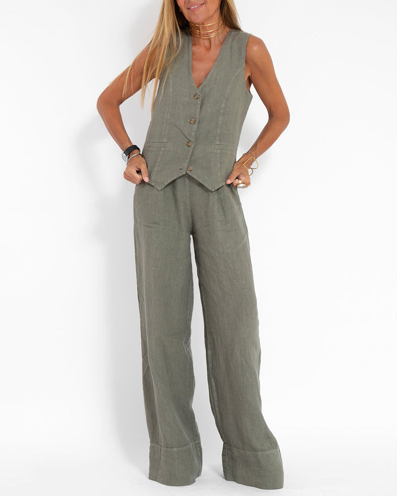 Tara Women's Two Piece Set | Wide-Leg Trousers, Chic Summer Co Ord Set 9