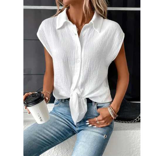 Tina Women's Button Down Shirt | Relaxed Fit, Short Sleeve 0