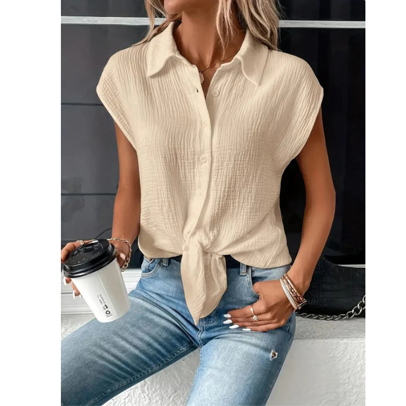Tina Women's Button Down Shirt | Relaxed Fit, Short Sleeve 1
