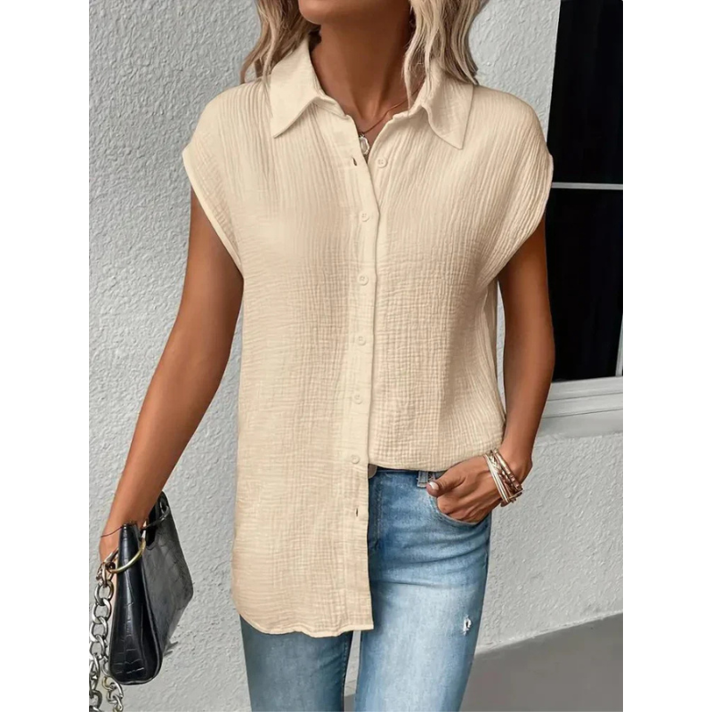 Tina Women's Button Down Shirt | Relaxed Fit, Short Sleeve 2