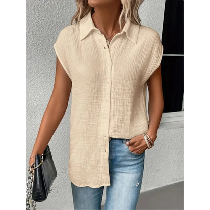 Tina Women's Button Down Shirt | Relaxed Fit, Short Sleeve 2