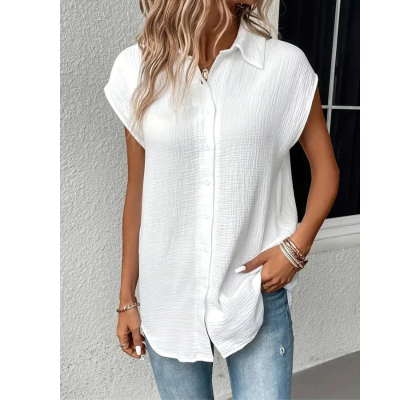 Tina Women's Button Down Shirt | Relaxed Fit, Short Sleeve 3