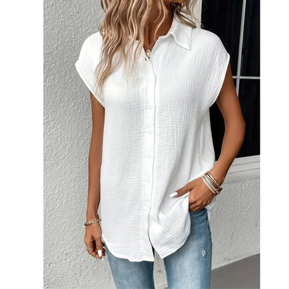 Tina Women's Button Down Shirt | Relaxed Fit, Short Sleeve 3