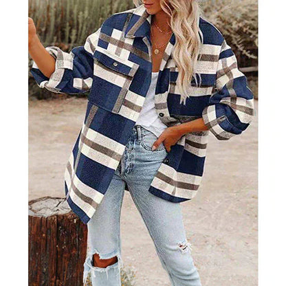 Tina Women's Jacket | Oversized Plaid, Warm Winter Coat 0