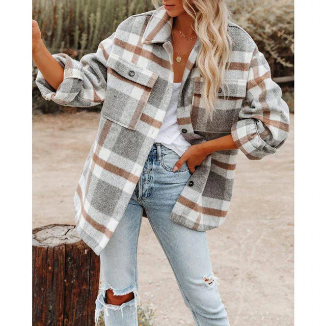 Tina Women's Jacket | Oversized Plaid, Warm Winter Coat 2